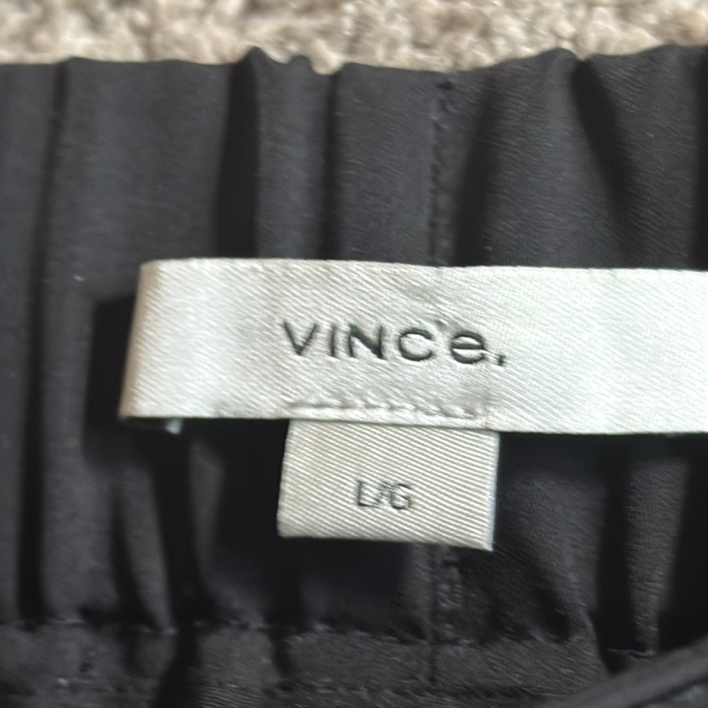 Vince. Large black trouser pants pull on elastic back waist women’s $325 work - Picture 8 of 12